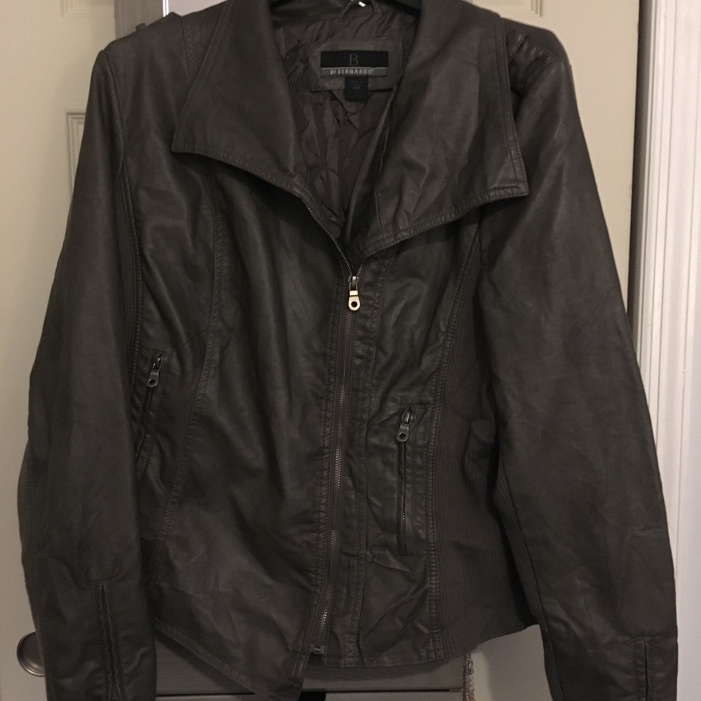 Faux leather motorcycle jacket